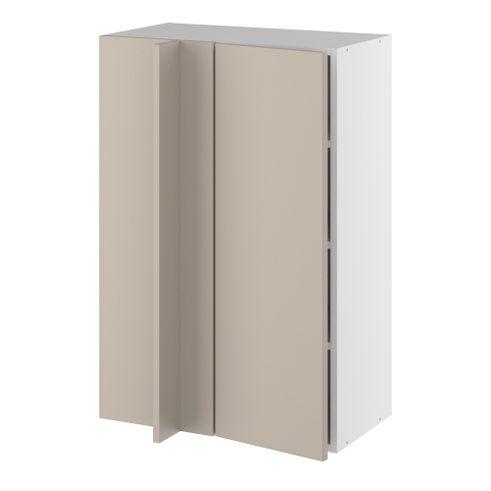 Hjørneindstiksoverskab, 296mm låge, blændplade 340mm, 3 hylder (min. 640mm fra væg). H:896 B:600 D:320