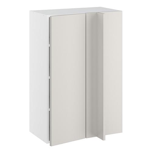 Hjørneindstiksoverskab, 296mm låge, blændplade 340mm, 3 hylder (min. 640mm fra væg). H:896 B:600 D:320