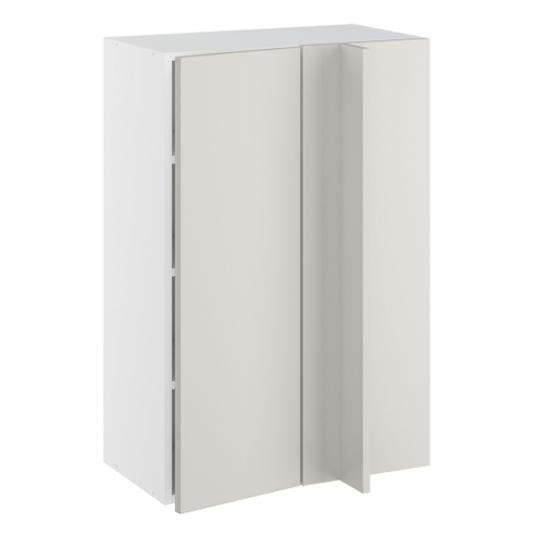 Hjørneindstiksoverskab, 296mm låge, blændplade 340mm, 3 hylder (min. 640mm fra væg). H:896 B:600 D:320