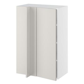 Hjørneindstiksoverskab, 296mm låge, blændplade 340mm, 3 hylder (min. 640mm fra væg). H:896 B:600 D:320