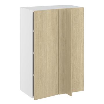 Hjørneindstiksoverskab, 296mm låge, blændplade 340mm, 3 hylder (min. 640mm fra væg). H:896 B:600 D:320