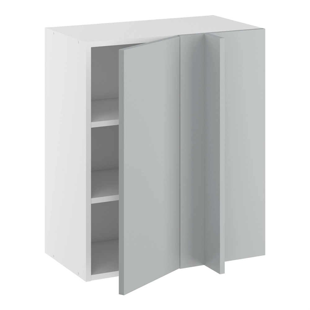 Hjørne innebygget korpus m/2 hyller og dekkplate 340 mm (dörfront 296 mm. - min. 640 mm. fra vegg)H:704 D:320 B:600