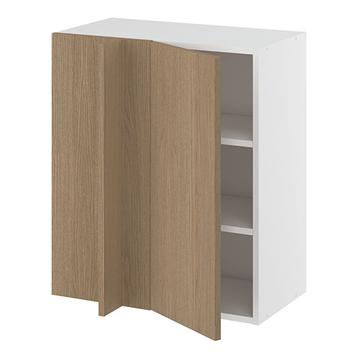 Hjørneindstiksoverskab, 296mm låge, blændplade 340mm, 2 hylder (min. 640mm fra væg). H:704 B:600 D:320