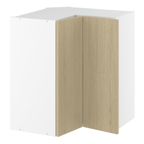 Vinkeloverskab, m/knæklåge (2 stk. B:256mm.), 2 hylder. H:704 B:600 D:320