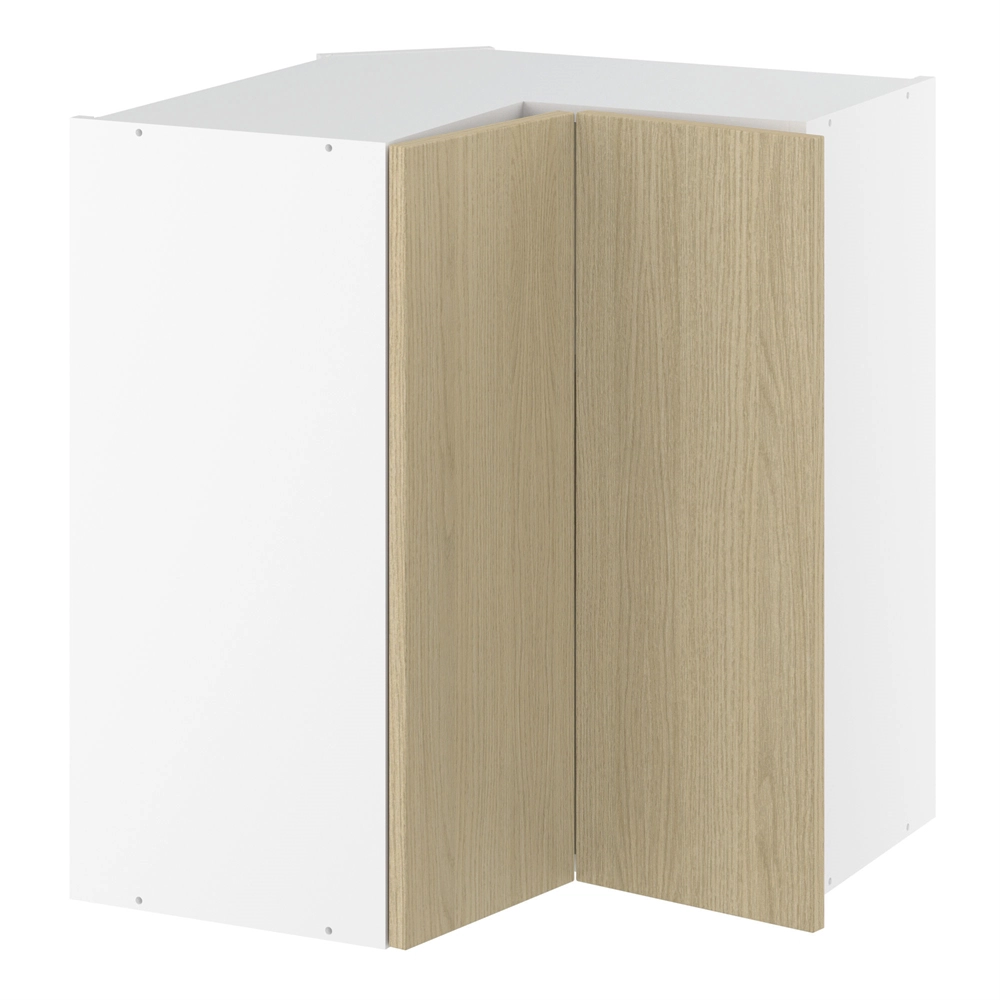 Vinkeloverskab, m/knæklåge (2 stk. B:256mm.), 2 hylder. H:704 B:600 D:320