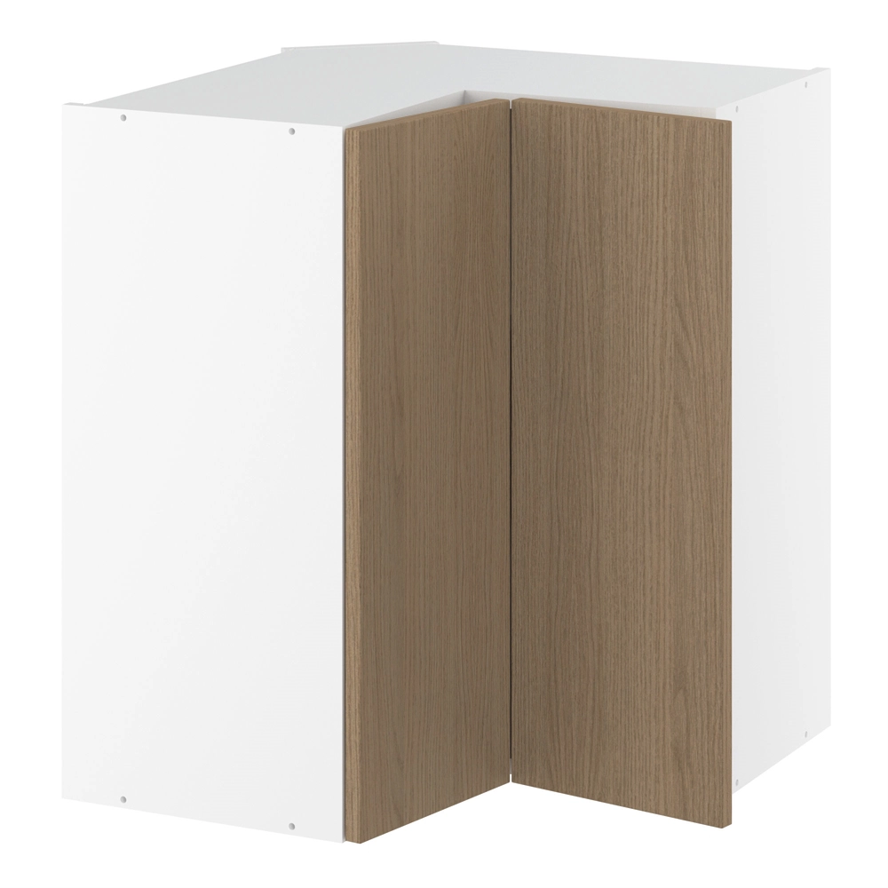 Vinkeloverskab, m/knæklåge (2 stk. B:256mm.), 2 hylder. H:704 B:600 D:320