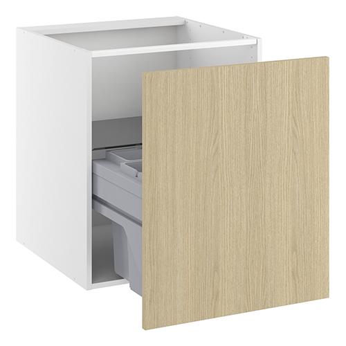 Vaskeskab, m/luksusaffaldsudtræk, 1 låge, 4 spande, udtræksdybde 450mm. H:704 B:600 D:580