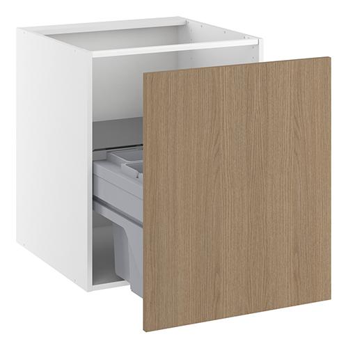 Vaskeskab, m/luksusaffaldsudtræk, 1 låge, 4 spande, udtræksdybde 450mm. H:704 B:600 D:580