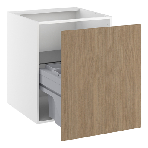 Vaskeskab, m/luksusaffaldsudtræk, 1 låge, 4 spande, udtræksdybde 450mm. H:704 B:600 D:580