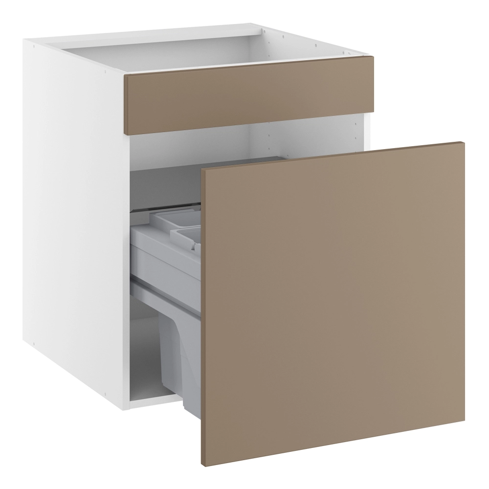 Vaskeskab, m/luksusaffaldsudtræk, 572mm låge, blændfront 124mm, 4 spande, udtræksdybde 450mm. H:704 B:600 D:580