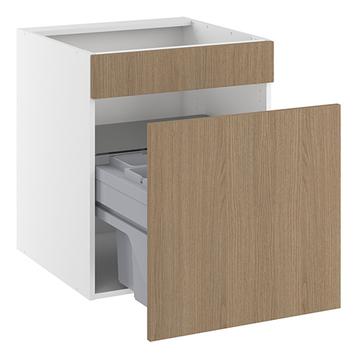 Vaskeskab, m/luksusaffaldsudtræk, 572mm låge, blændfront 124mm, 4 spande, udtræksdybde 450mm. H:704 B:600 D:580