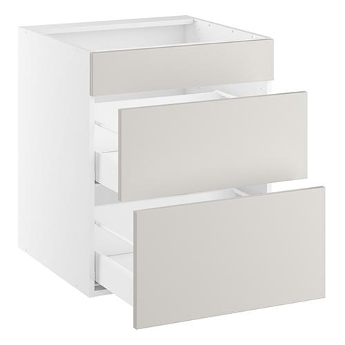 Underskab t/kogeplade, m/metalsarg, blændfront 124mm, 2 skuffer D:500. H:704 B:600 D:580