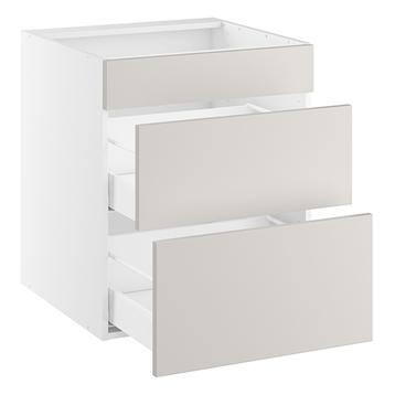 Underskab t/kogeplade, m/metalsarg, blændfront 124mm, 2 skuffer D:500. H:704 B:600 D:580