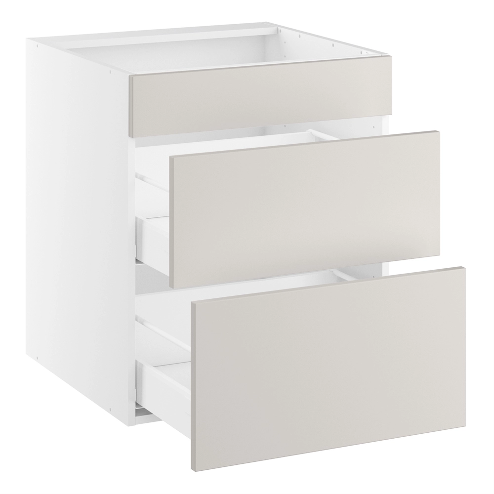 Underskab t/kogeplade, m/metalsarg, blændfront 124mm, 2 skuffer D:500. H:704 B:600 D:580