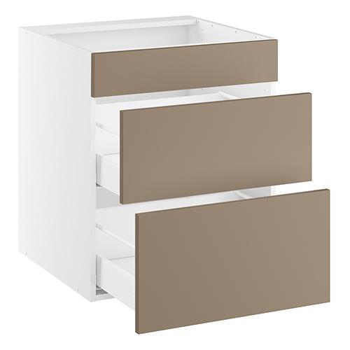 Underskab t/kogeplade, m/metalsarg, blændfront 124mm, 2 skuffer D:500. H:704 B:600 D:580