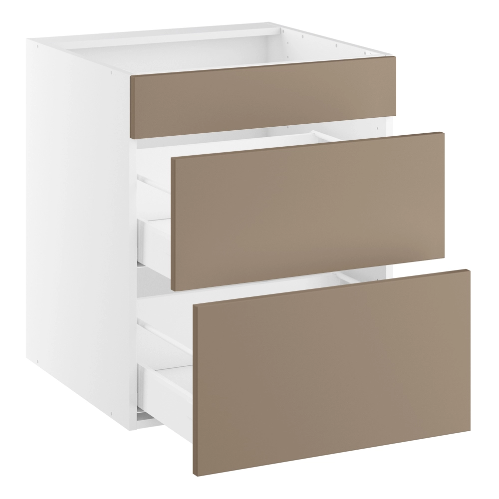 Underskab t/kogeplade, m/metalsarg, blændfront 124mm, 2 skuffer D:500. H:704 B:600 D:580