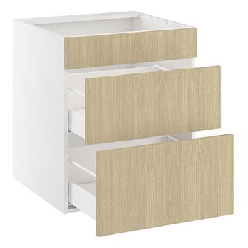 Underskab t/kogeplade, m/metalsarg, blændfront 124mm, 2 skuffer D:500. H:704 B:600 D:580