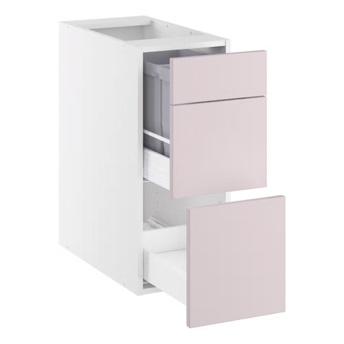 Kitchn Underskab, m/luksusaffaldsudtræk, 380mm låge, 2-delt sammensat, 2 spande, 1 skuffe. H:704 B:300 D:580