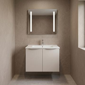 Badsæt, 80cm, Hvid Porcelænsvask. H:576 B:800 D:430