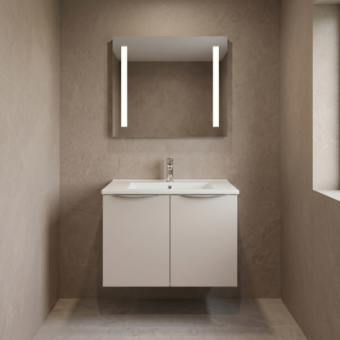 Badsæt, 80cm, Hvid Porcelænsvask. H:576 B:800 D:430