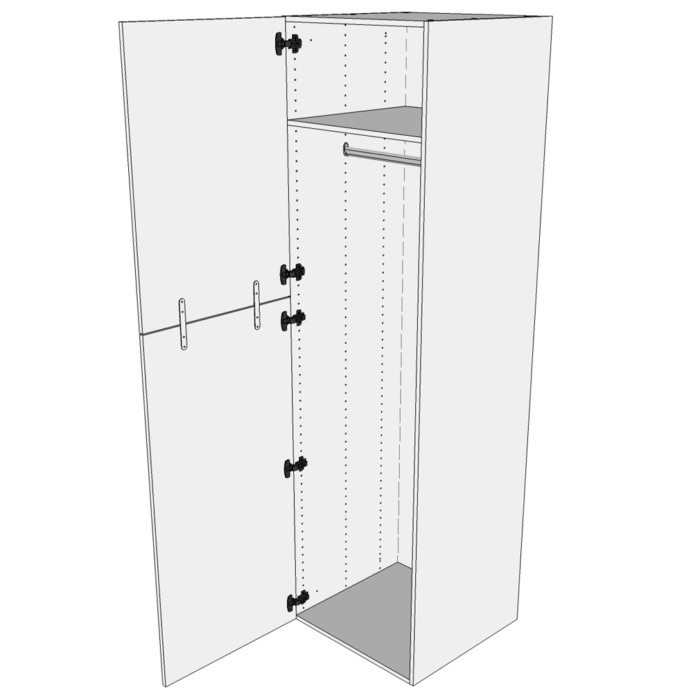 Ekstra høy klesstativ i Wien H: 214,4 cm D: 60,0 cm - 2-delt dörfront inkludert 1 hylle og 1 oval bøylestang - Bredde: 100 cm