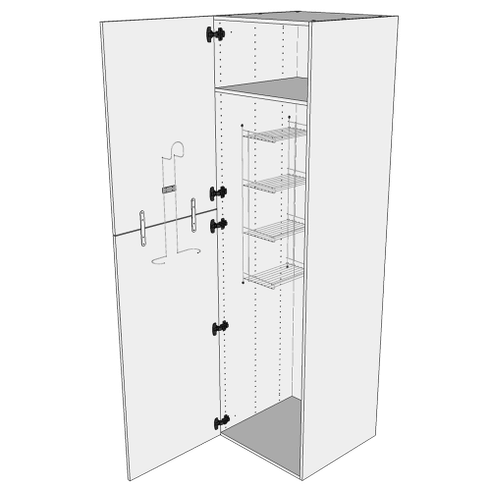 Multi-Living Køkken ekstra højt kosteskab  i Wien H: 214,4 cm D: 60,0 cm - Inklusiv 1 hylde, 1 trådreol, 1 slangeholder - Bredde: 40 cm