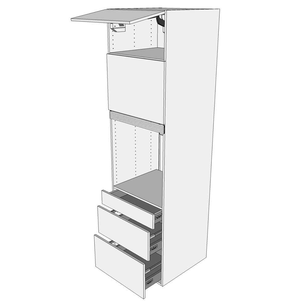 Multi-Living Ekstra højt indbygningsskab til ovn H: 214,4 cm D: 60,0 cm - 2 låger & 3 skuffer deludtræk/softluk
