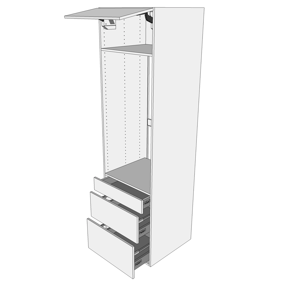 Multi-Living Køkken ekstra højt indbygningsskab til ovn  i Wien H: 214,4 cm D: 60,0 cm - 1 låge & 3 skuffer deludtræk/softluk - Bredde: 60 cm