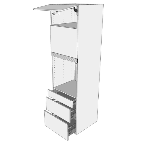 Multi-Living Ekstra højt indbygningsskab til ovn H: 214,4 cm D: 60,0 cm - 2 låger & 3 skuffer fuldudtræk/softluk