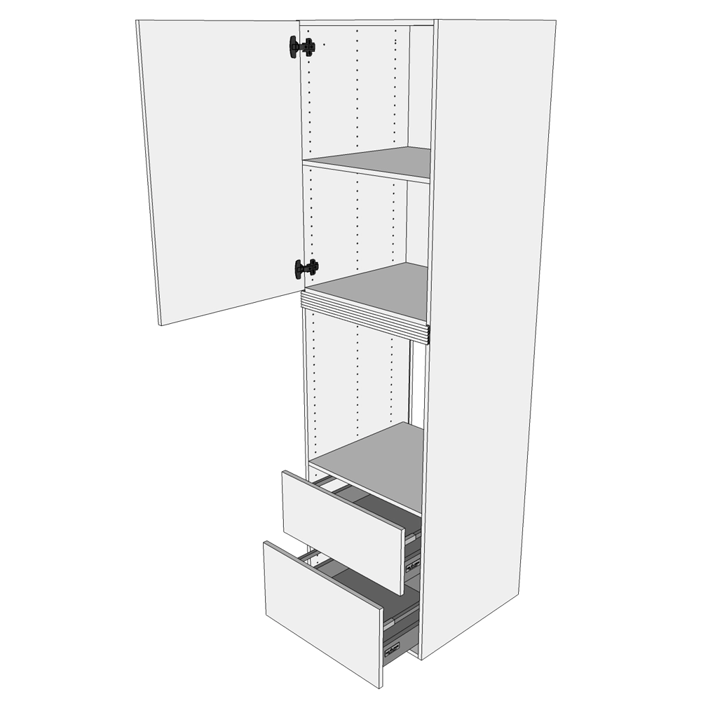 Multi-Living Køkken ekstra højt indbygningsskab til ovn  i Wien H: 214,4 cm D: 60,0 cm - 1 låge & 2 skuffer fuldudtræk/softluk - Bredde: 60 cm