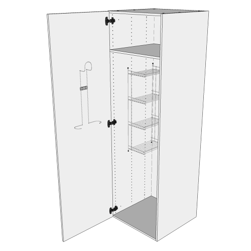 Kjøkkenkostskap i Wien H: 195,2 cm D: 60,0 cm - Inkludert trådstativ, slangeholder & hylle - Bredde: 40 cm