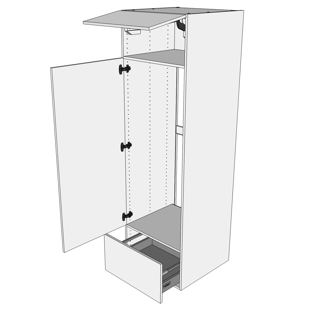 Multi-Living Køkken indbygningsskab i Wien til køl H:195,2 cm D: 60,0 cm - Låge & skuffe fuldudtræk/softluk - Bredde: 60 cm