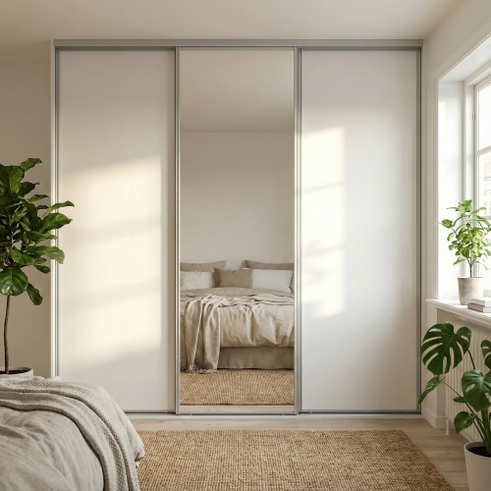 Mogensen Compact skydelåger på mål til garderobe med 3 låger - Total bredde 144 til 192 cm.