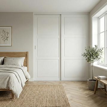 Mogensen Contoura Almue Folie skydelåger på mål til garderobe med 2 låger og softclose - Total bredde 92 til 234 cm.