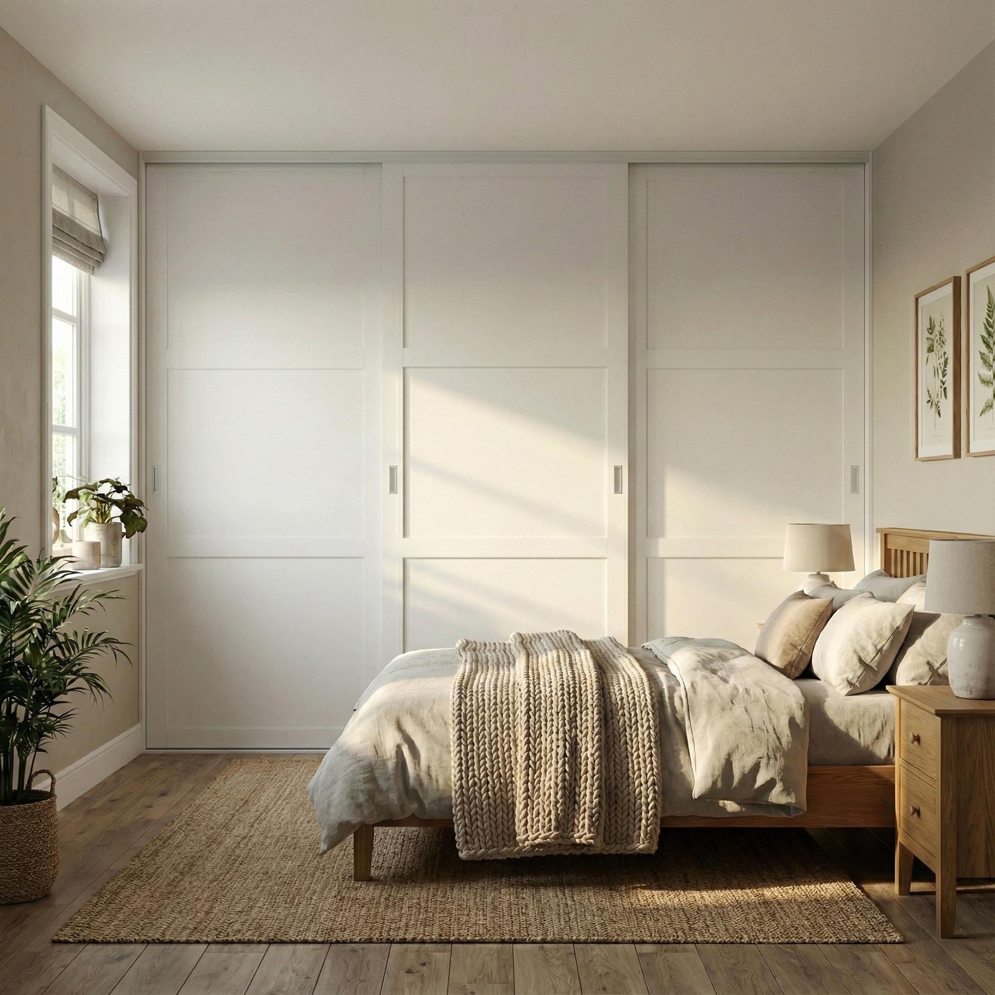 Mogensen Contoura Rammedør skyvedører for å på mål for garderobe med 3 dører - Total bredde 365 til 448 cm.