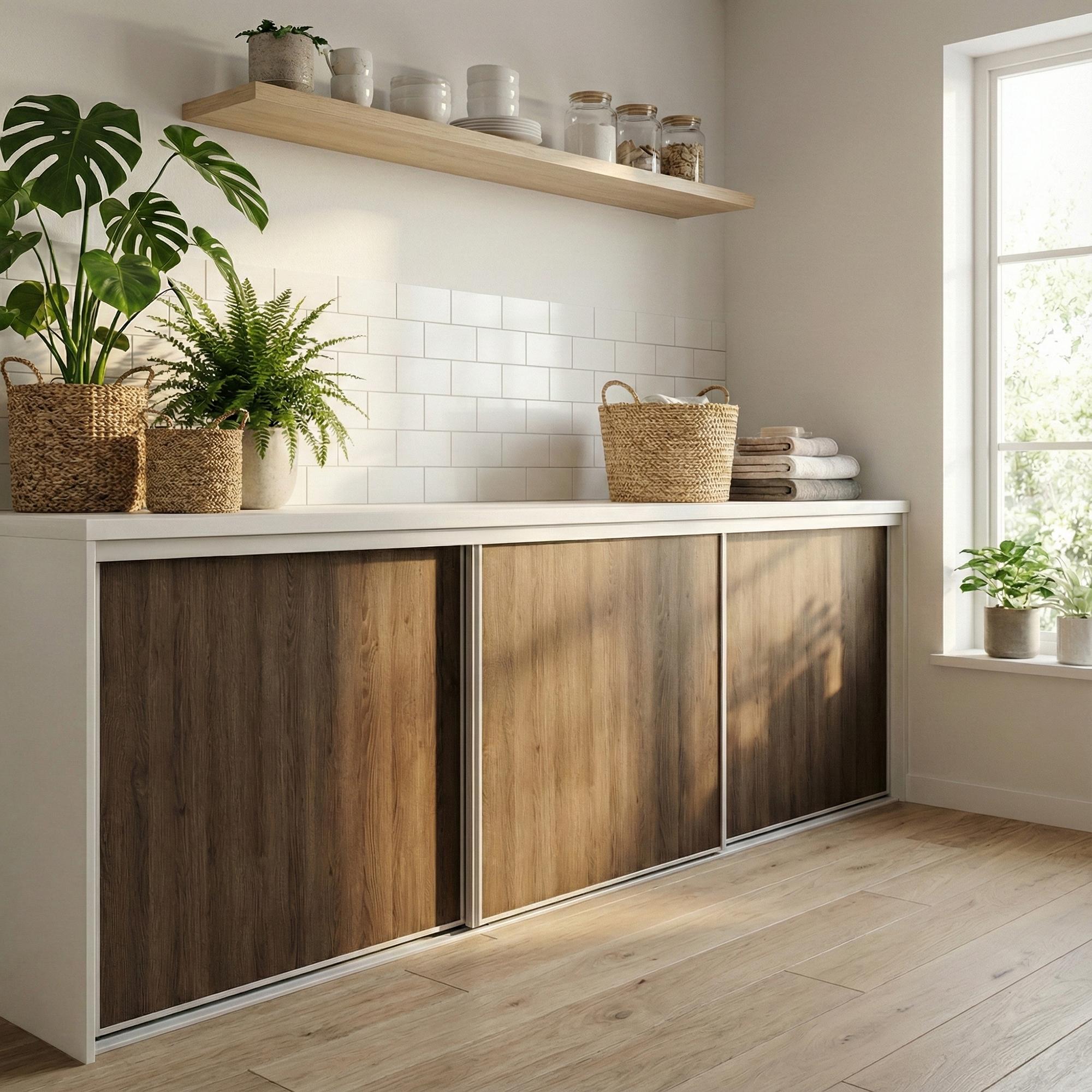 Mogensen Fashionline skyvedører på mål for garderober med 3 dører - Total bredde 193 til 231 cm.