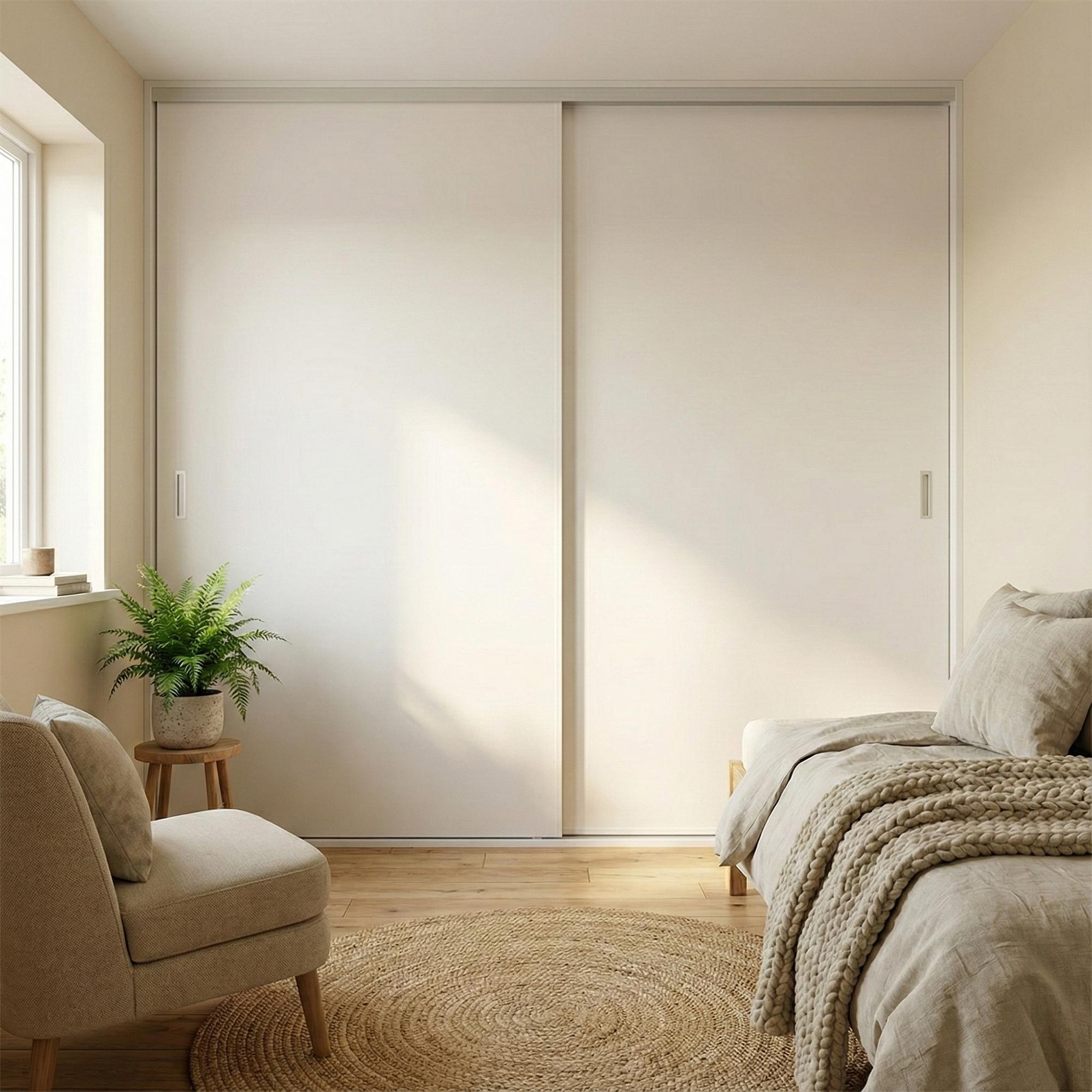 Mogensen Plano skydelåger på mål til garderobe med 2 låger - Total bredde 250 til 305 cm.