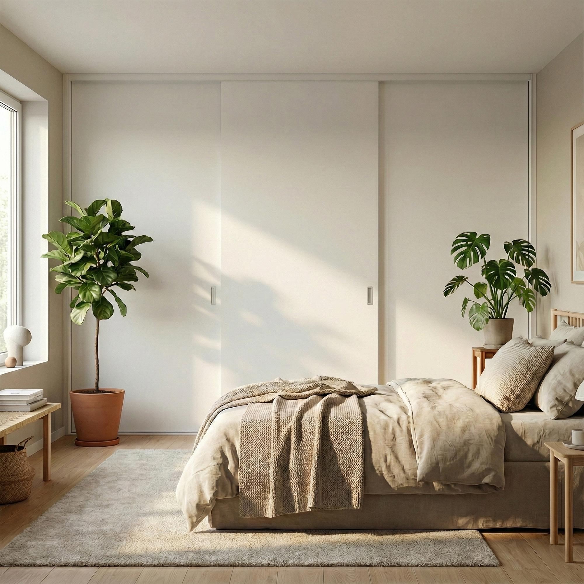 Mogensen Plano skydelåger på mål til garderobe med 3 låger - Total bredde 292 til 372 cm.