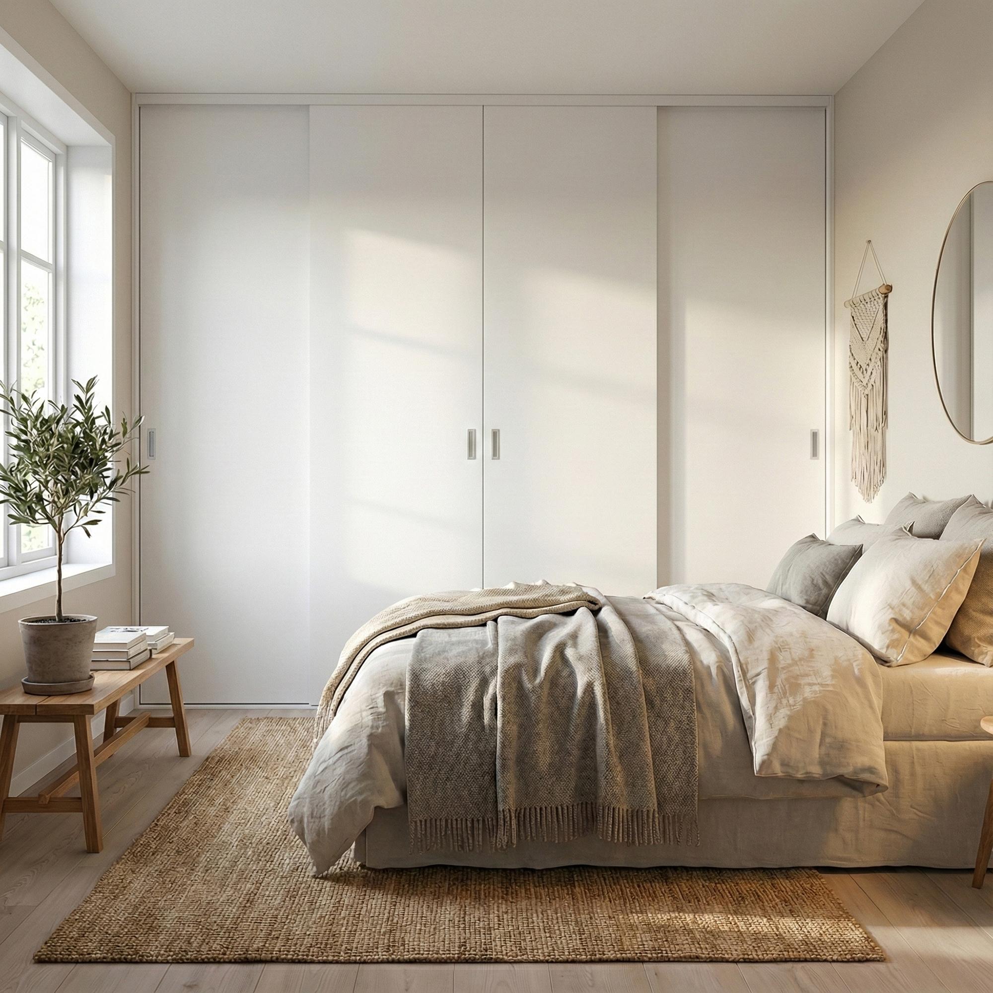 Mogensen Plano skydelåger på mål til garderobe med 4 låger - Total bredde 708 til 791 cm.