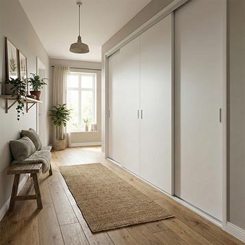 Mogensen Plano skydelåger på mål til garderobe med 4 låger - Total bredde 256 til 307 cm.