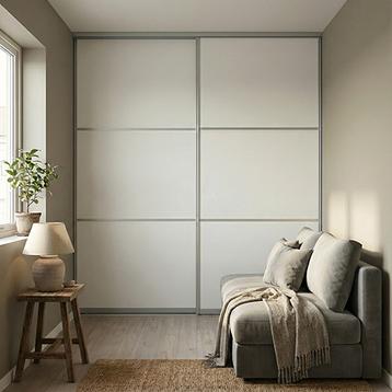 Mogensen Slimline skydelåger på mål til garderobe med 2 låger - Total bredde 97 til 307 cm.