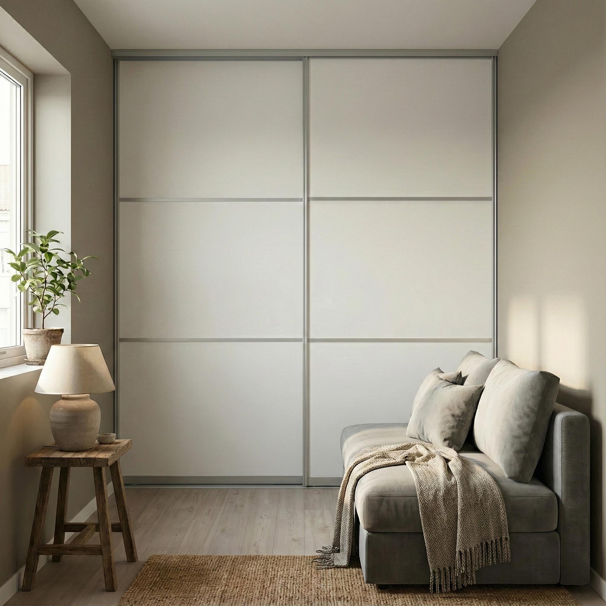 Mogensen Slimline skydelåger på mål til garderobe med 2 låger - Total bredde 131 til 155 cm.